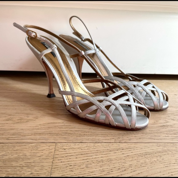 Dolce & Gabbana - Silver Slingback Sandals/Heels, Womens Size 8.5, Made in Italy - Picture 3 of 8